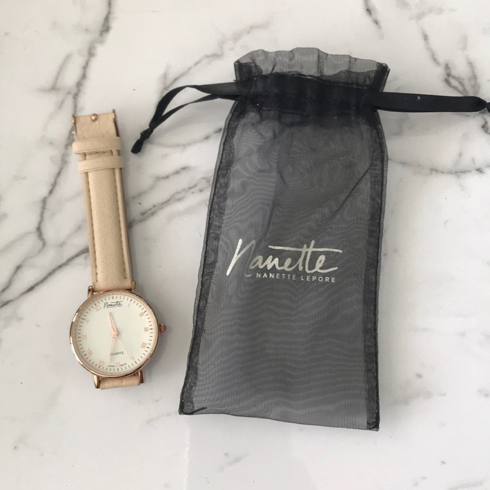 Nanette Lepore  cream and rose gold watch